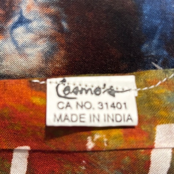 COSMO’S Colorful Celestial Patterned Fringed Scarf 100% Rayon Made In India - Picture 6 of 7